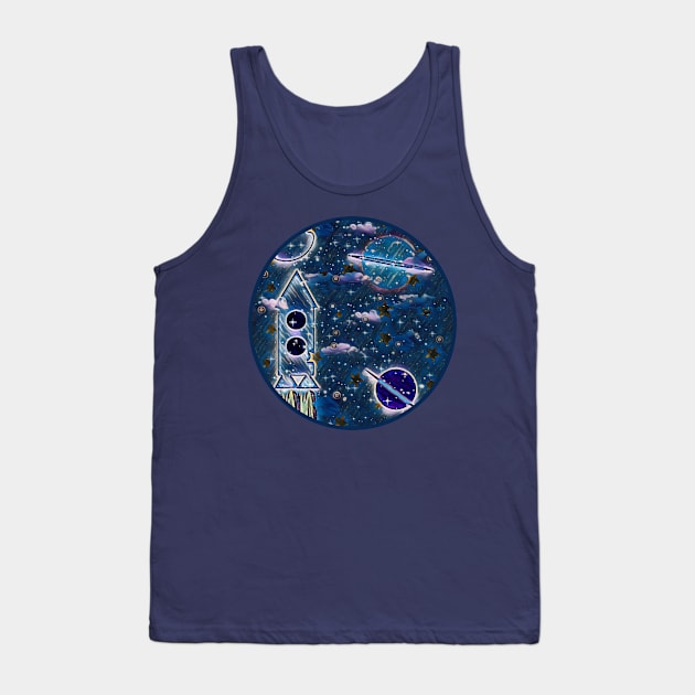 galaxy space rocket print Tank Top by StephanieAkerman